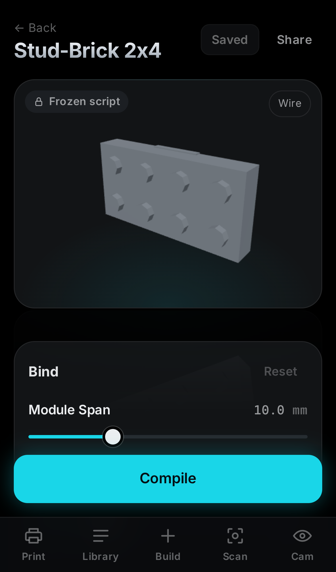Part sliders — bind a frozen script