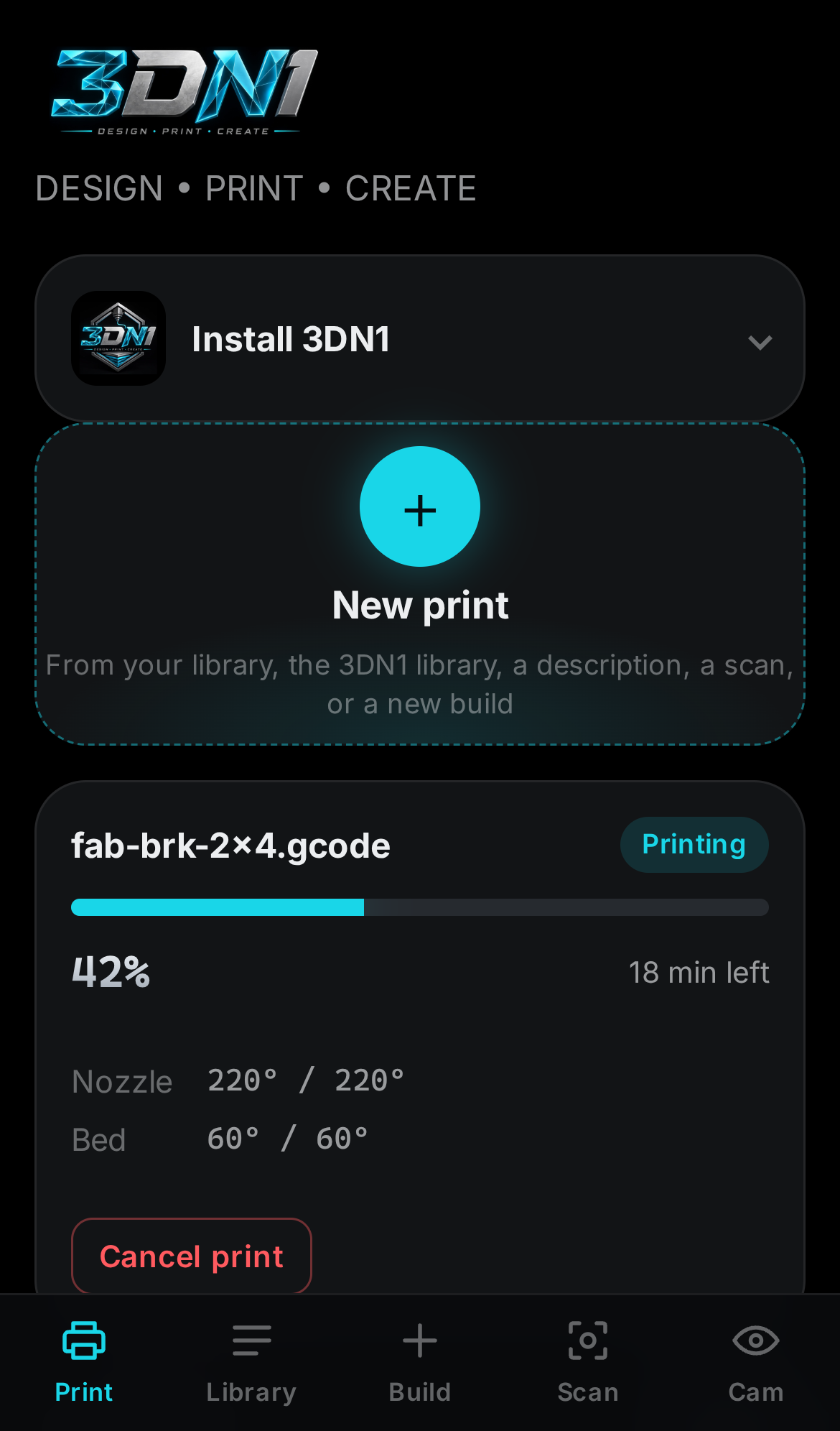 Print progress on a connected printer